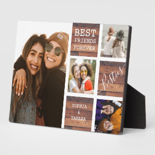 Best Friends Forever 4 Photo Collage Rustic Wood Plaque