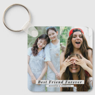 Best Friends Forever 4-Photo Collage with Names Key Ring