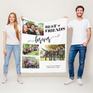 Best friends forever 4 photos personalized names fleece blanket
