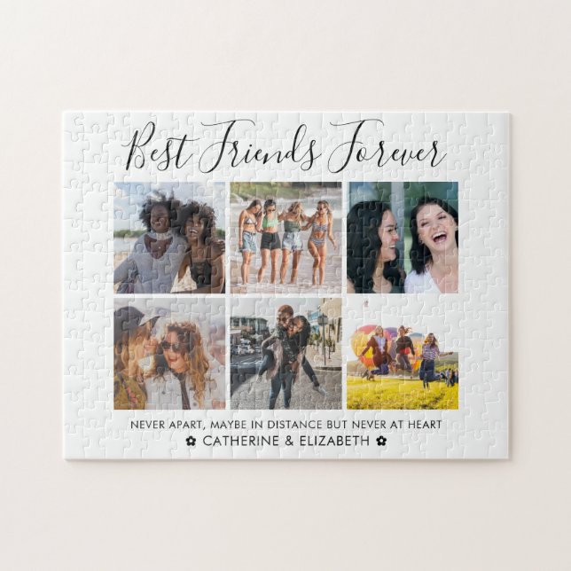 Best Friends Forever 6 Photo BFF Besties Quote Jigsaw Puzzle (Horizontal)