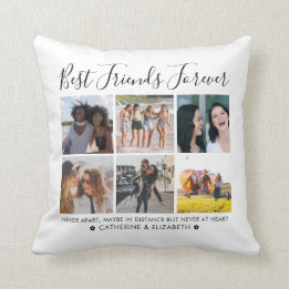 Best Friends Forever 6 Photo Collage Quote Script Cushion
