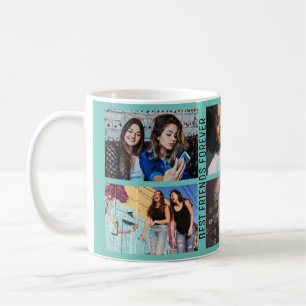 Best Friends Forever 6 Photo Custom Collage Blue Coffee Mug