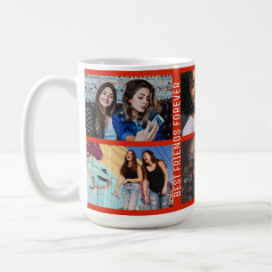 Best Friends Forever 6 Photo Custom Collage Red Coffee Mug