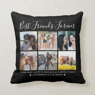 Best Friends Forever 6 Photo Quote Script Black Cushion