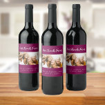 Best friends forever besties purple photo wine label<br><div class="desc">A gift for your best friend(s) for birthdays,  Christmas or a special event. white text: Best Friends Forever,  written with a trendy hand lettered style script. Personalise and use your own horizontal photo and names. A chic wine,  purple background.</div>