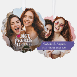 Best friends forever BFF 2 photos friendship Tree Decoration Card