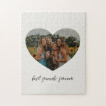 Best Friends Forever BFF Custom Heart Photo White Jigsaw Puzzle<br><div class="desc">Best Friends Forever BFF Custom Photo Heart Shape Jigsaw Puzzle in White</div>