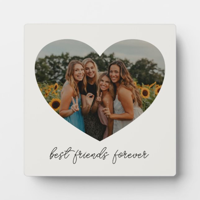Best Friends Forever BFF Custom Heart Photo White Plaque (Front)