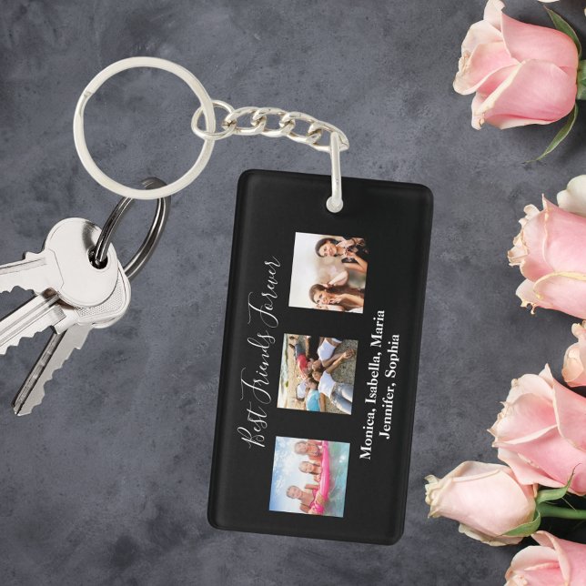 Best friends forever BFF custom photo names black Key Ring (Creator Uploaded)