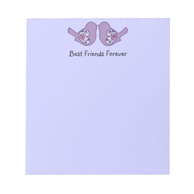 Best Friends Forever, BFF Cute Love Birds Notepad (Front)