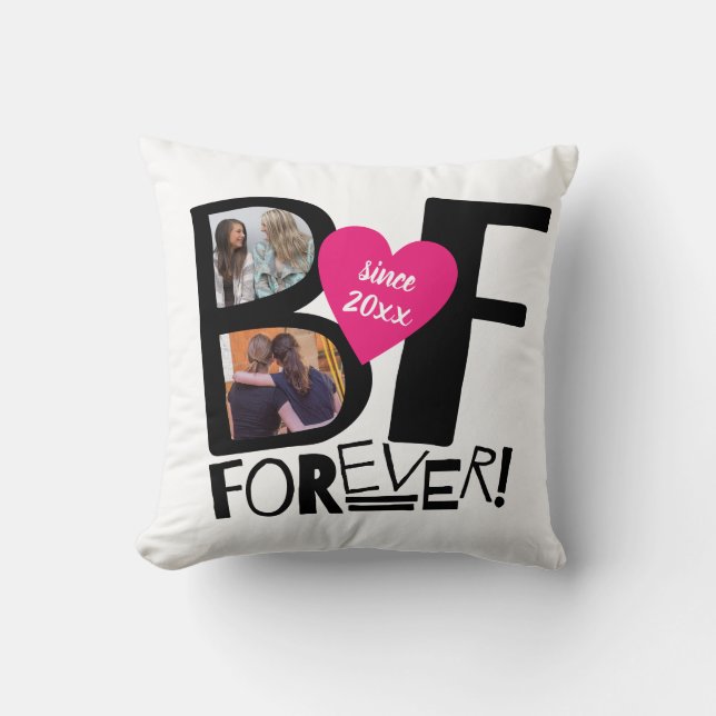 Best Friends Forever BFF Cute Modern Photo Cushion (Front)