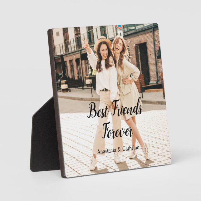 Best Friends Forever BFF modern personalised photo Plaque (Front)