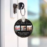 Best friends forever BFF photo black gold glitter Key Ring<br><div class="desc">A gift for your best friend(s) for birthdays,  Christmas or a special event. Text: Best Friends Forever,  written with a trendy hand lettered style script. Personalize and use your own photos and names. Black background,  decorated with faux gold glitter dust.</div>