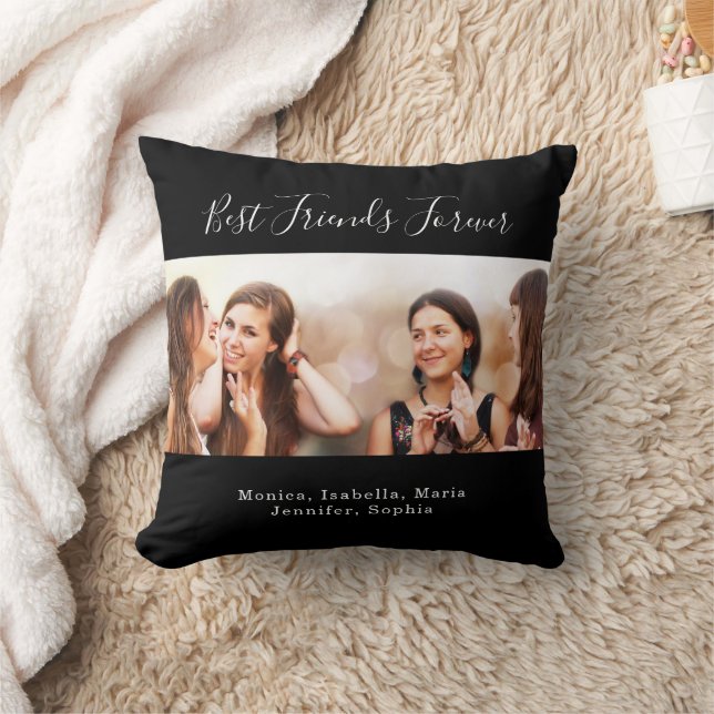 Best friends forever BFF photo names black Cushion (Blanket)