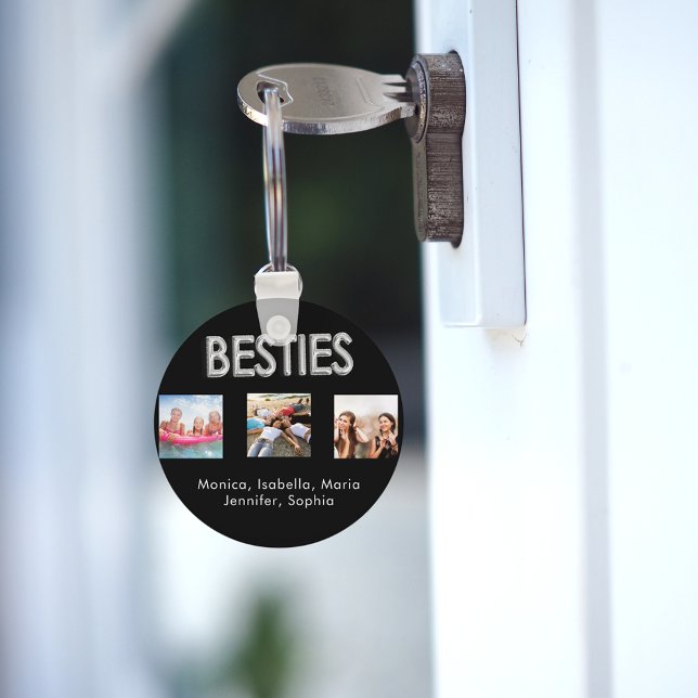 Best friends forever BFF photo names black silver Key Ring (Creator Uploaded)