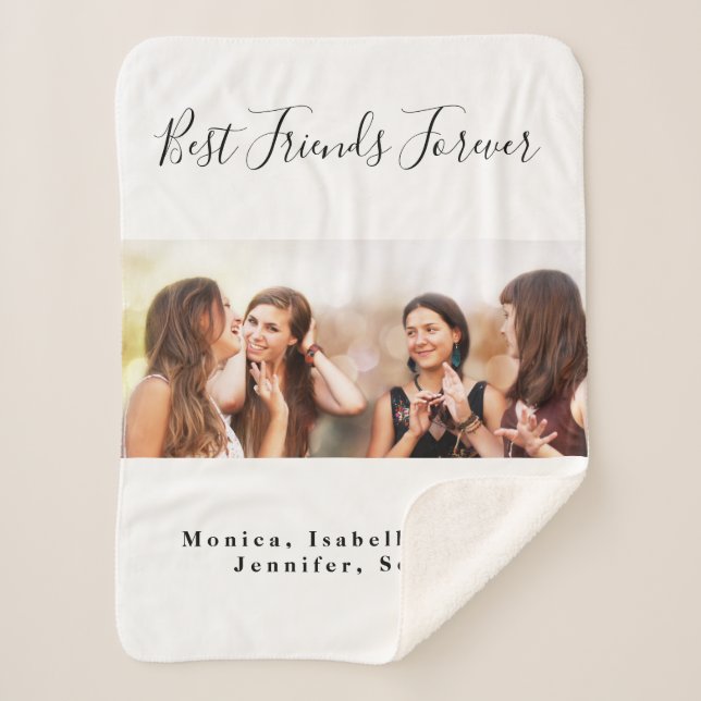 Best friends forever BFF photo names white Sherpa Blanket (Front)