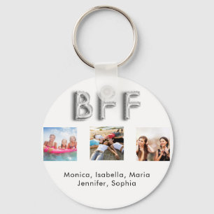 Best friends forever BFF photo names white silver Key Ring