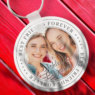 Best Friends Forever BFF Simple Modern Photo Key Ring