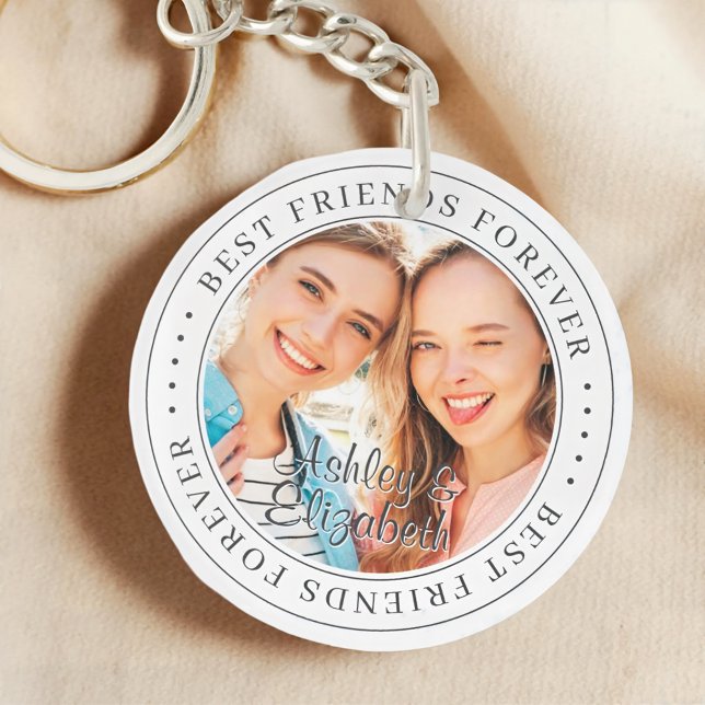 Best Friends Forever BFF Simple Modern Photo Key Ring (Creator Uploaded)