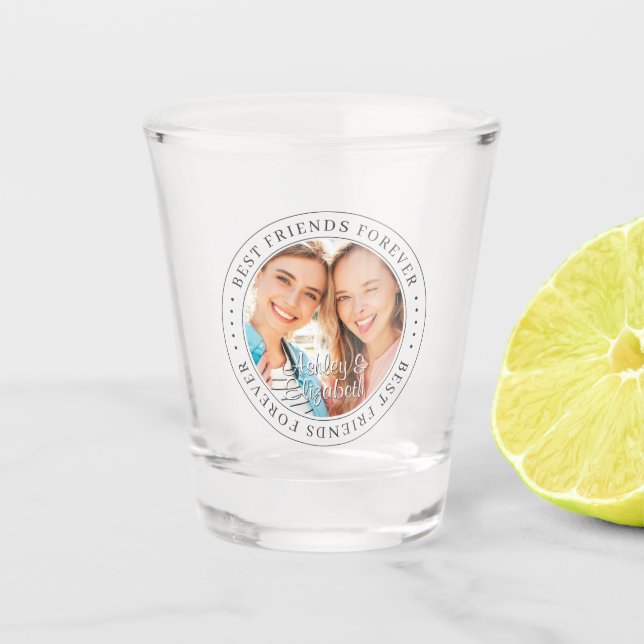 Best Friends Forever BFF Simple Modern Photo Shot Glass (Front)