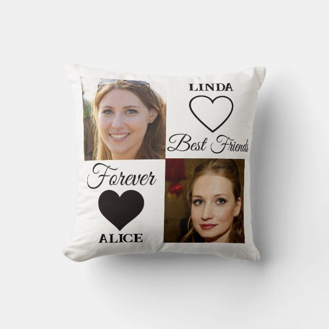 Best Friends Forever Black White Photo Collage  Cushion (Front)