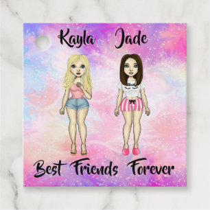Best Friends Forever Blonde and Brunette Custom Favour Tags