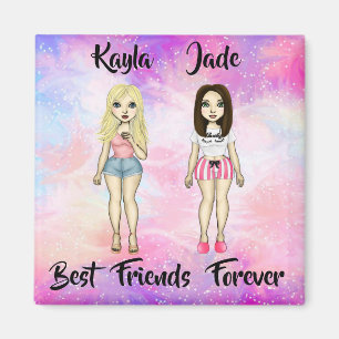 Best Friends Forever Blonde and Brunette Custom  Magnet