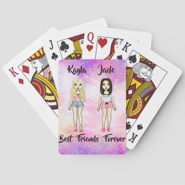 Best Friends Forever Blonde and Brunette Custom   Playing Cards (Back)
