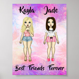 Best Friends Forever Blonde and Brunette Custom   Poster