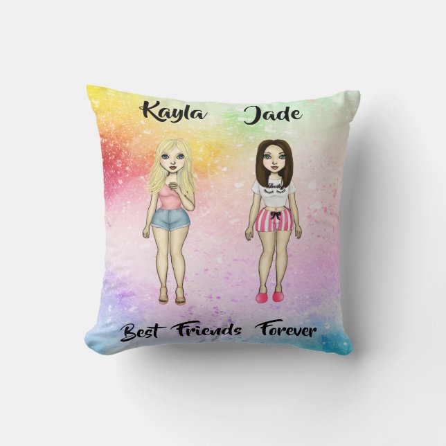 Best Friends Forever Blonde Brunette Colour Splash Cushion (Front)