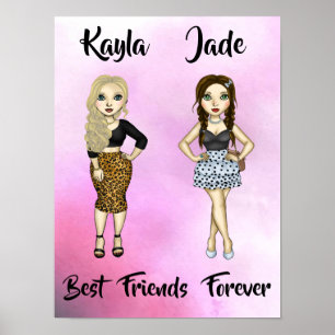 Best Friends Forever Blonde Brunette High Fashion Poster