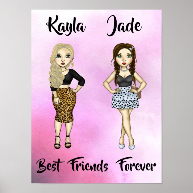 Best Friends Forever Blonde Brunette High Fashion Poster (Front)