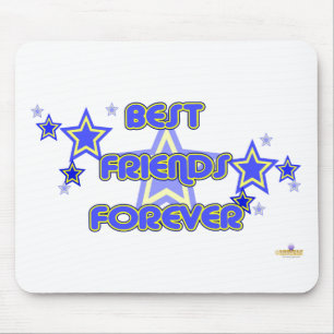 Best Friends Forever Blue Yellow Stars Mouse Mat