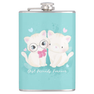 Best Friends Forever Cats  Hip Flask