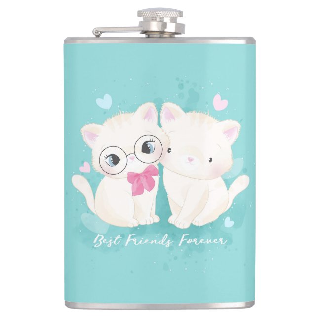 Best Friends Forever Cats  Hip Flask (Front)