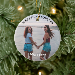 Best Friends Forever Custom Photo and Name Ceramic Tree Decoration