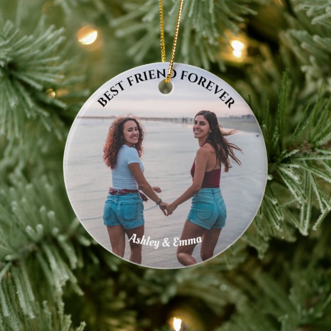 Best Friends Forever Custom Photo and Name Ceramic Tree Decoration (Tree)