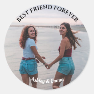 Best Friends Forever Custom Photo and Name Classic Round Sticker