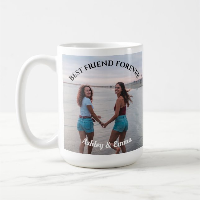 Best Friends Forever Custom Photo and Name Coffee Mug (Left)