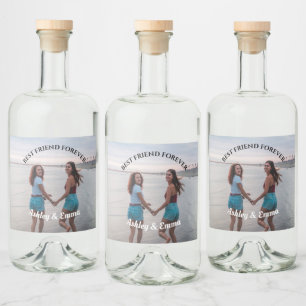 Best Friends Forever Custom Photo and Name Liquor Bottle Label