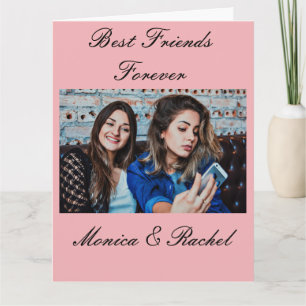 Best Friends Forever Custom Photo and Name Pink Card