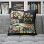Best friends forever custom photo collage names cushion<br><div class="desc">Modern gold black best friends forever typography script with 4 custom photos create your own keepsake throw pillow.              Please note that the text and background colours are changeable. You can replace them with any other colour after selecting CUSTOMIZE option.</div>