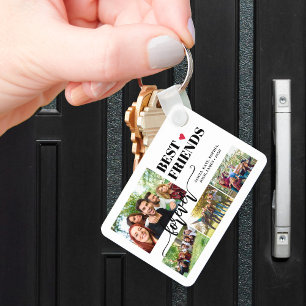 Best friends forever custom photo collage names key ring