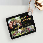 Best friends forever custom photo collage names key ring<br><div class="desc">Modern gold black best friends forever typography script with 4 custom photos keepsake create your own keychain. Please note that the text and background colours are changeable. You can replace them with any other colour after selecting CUSTOMIZE option.</div>