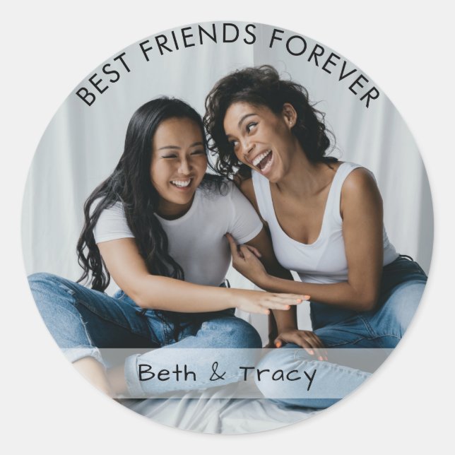 Best Friends Forever Custom Photo & Name Sticker (Front)