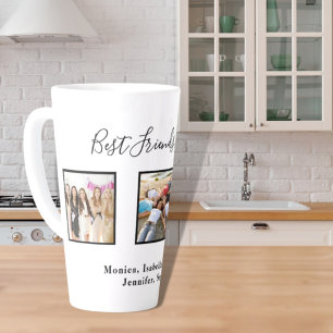 Best friends forever custom photo names white chic latte mug