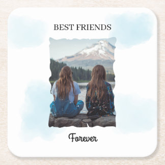 Best Friends Forever Custom Photo Square Paper Coaster