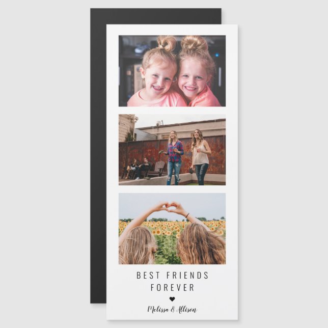 "BEST FRIENDS FOREVER" Custom Text & 3 Photos (Front/Back)