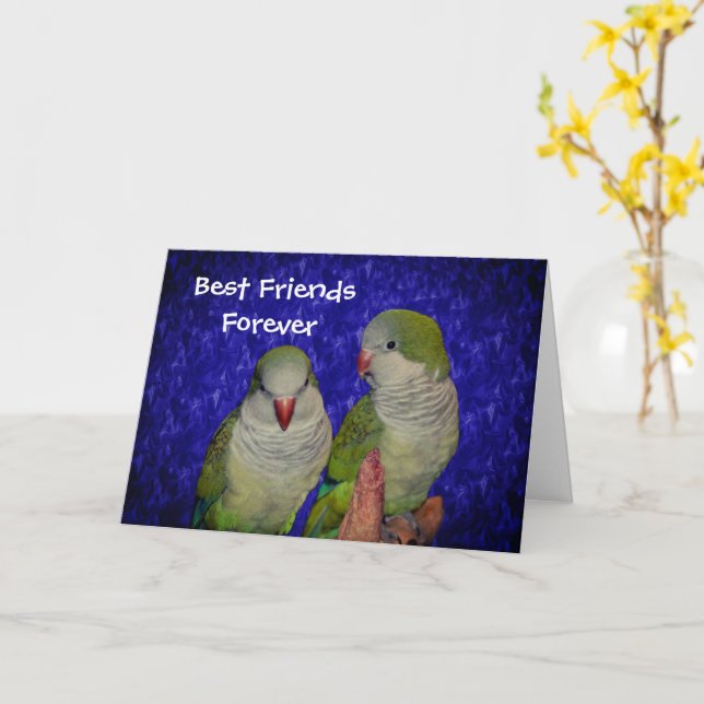 Best Friends Forever Cute Birds Friendship Card (Yellow Flower)