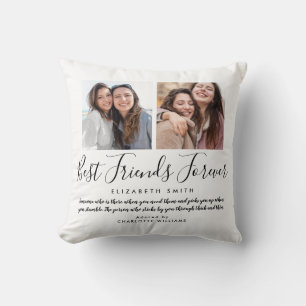 Best Friends Forever Elegant Script Quote Photo Cushion